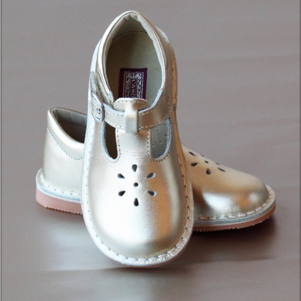 L’Amour Joy Metallic Stitch Down
Leather T-Strap Mary Jane